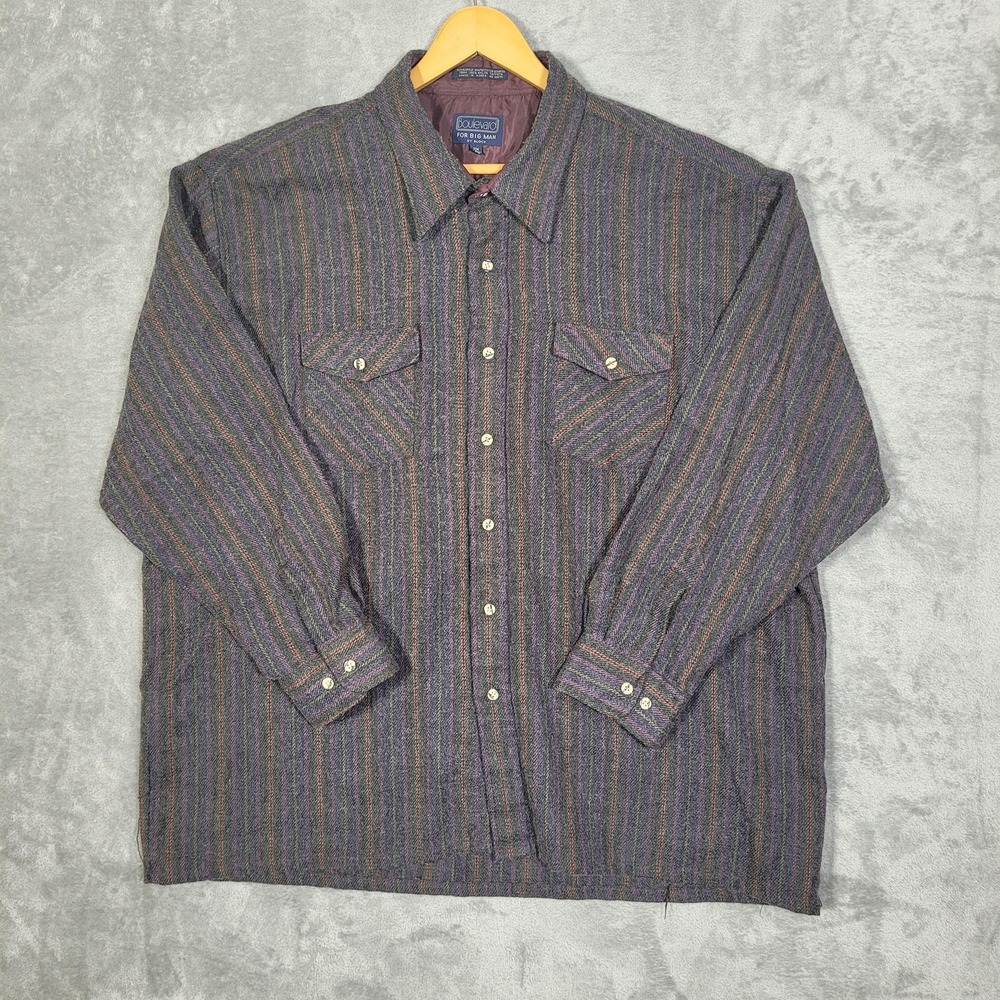 Vintage Boulevard Shirt Mens 2XL Wool Blend Western Striped Button Up Korea 90s